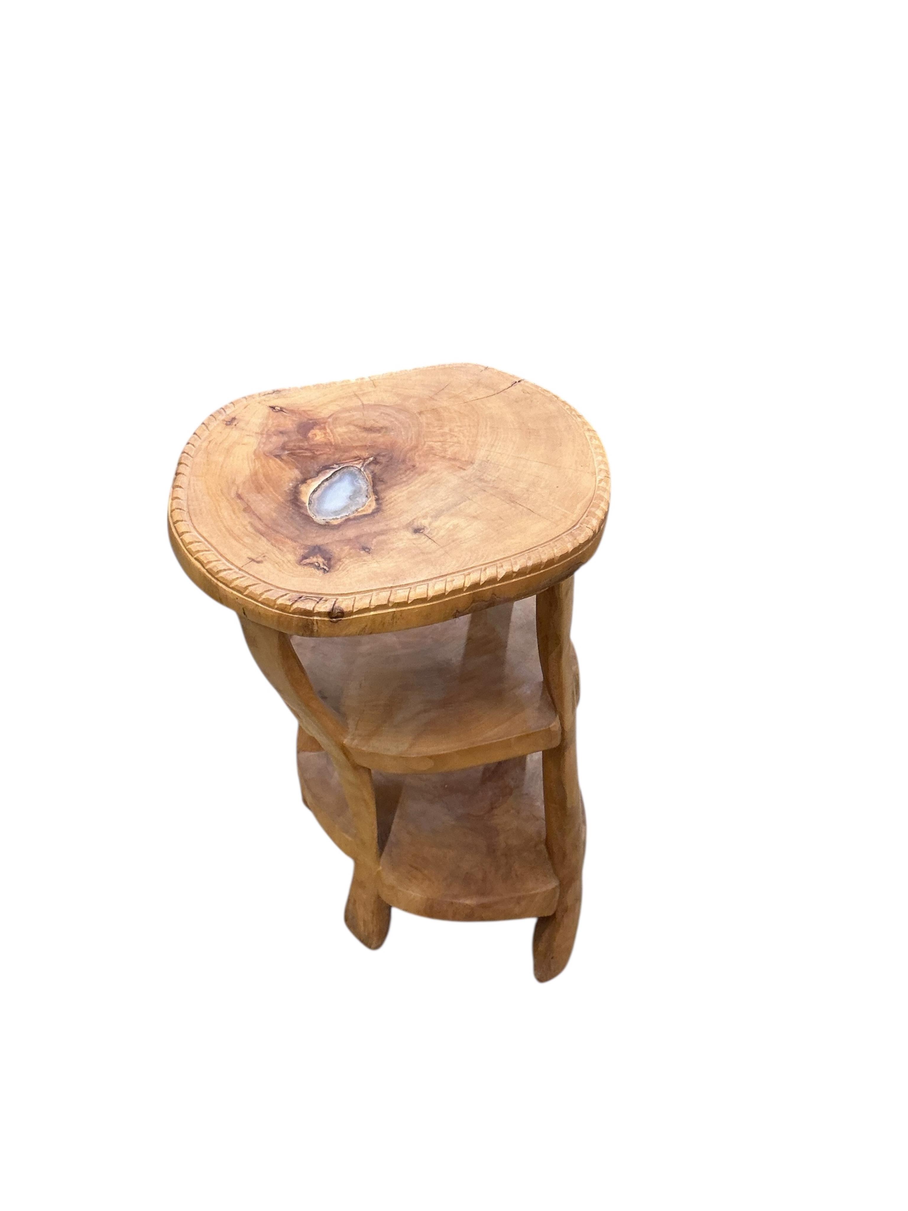 Pierre Decorse (b.1953), a naturalistically modelled three tier hall table, width 40cm, depth 33cm, height 60cm